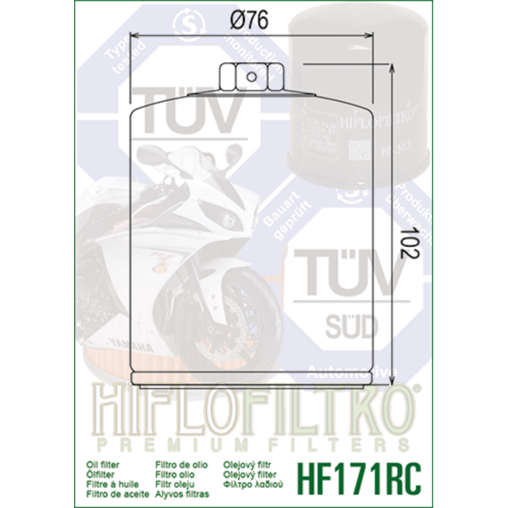 Filtre à huile Hiflofiltro Performance chrome - HF171CRC