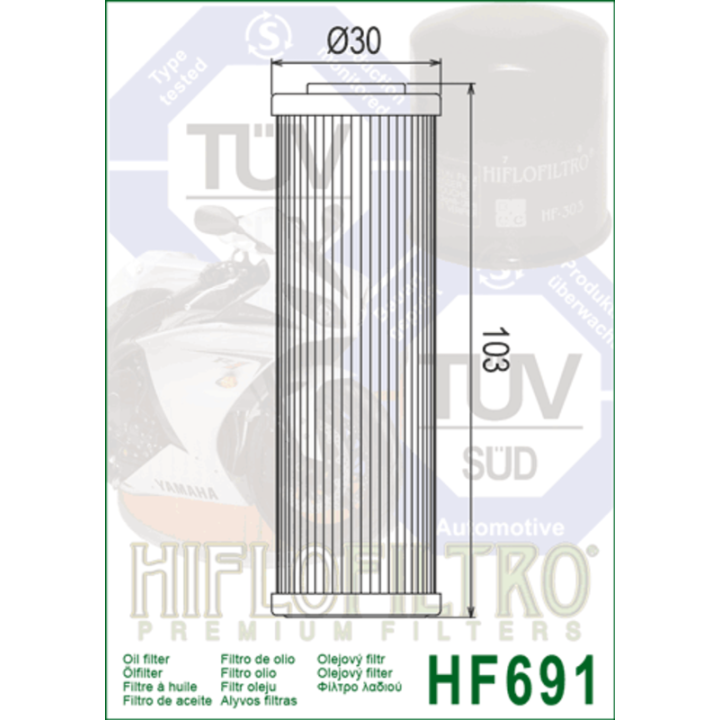 Filtre à huile Hiflofiltro - HF691 | Oxmoto