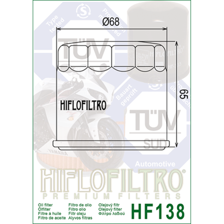 Filtre à huile Hiflofiltro chrome - HF138C | Oxmoto