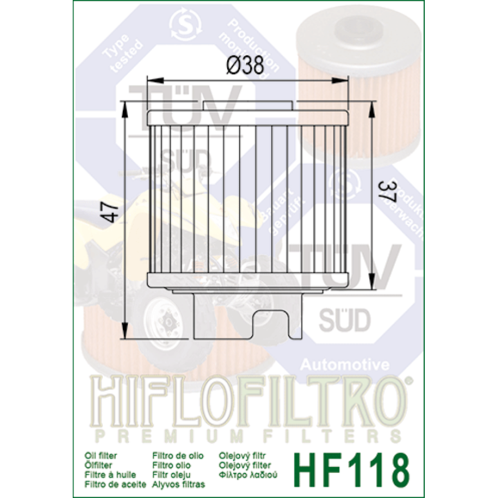Filtre à huile Hiflofiltro - HF118 | Oxmoto