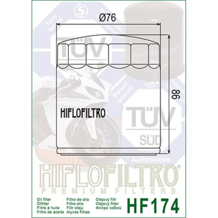 Filtre à huile Hiflofiltro noir brillant - HF174B | Oxmoto