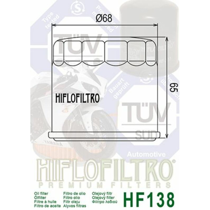 Filtre à huile Hiflofiltro Noir brillant - HF138 | Oxmoto