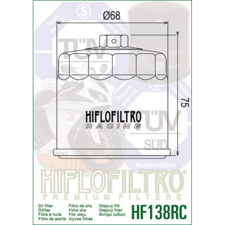 Filtre à huile Hiflofiltro Racing - HF138RC | Oxmoto