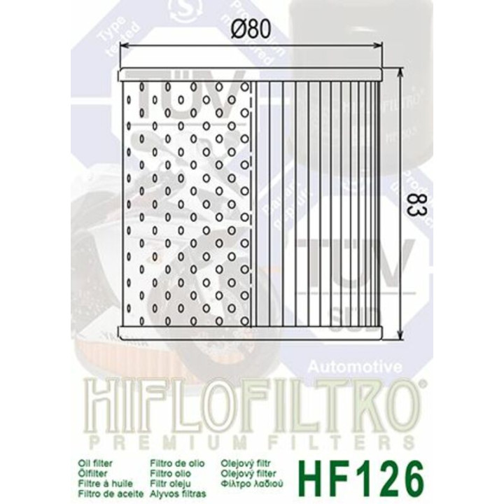 Filtre à huile Hiflofiltro - HF126 | Oxmoto