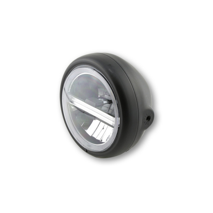 Feu avant LED Highsider pro Pecos Type 6 - 5 3/4 pouces - fixation latérale - avec TFL - noir
