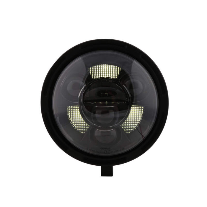 Feu avant LED Highsider pro Frame-R1 Type 11 - 7 pouces - fixation inférieure - homologué E - noir - à l'unité