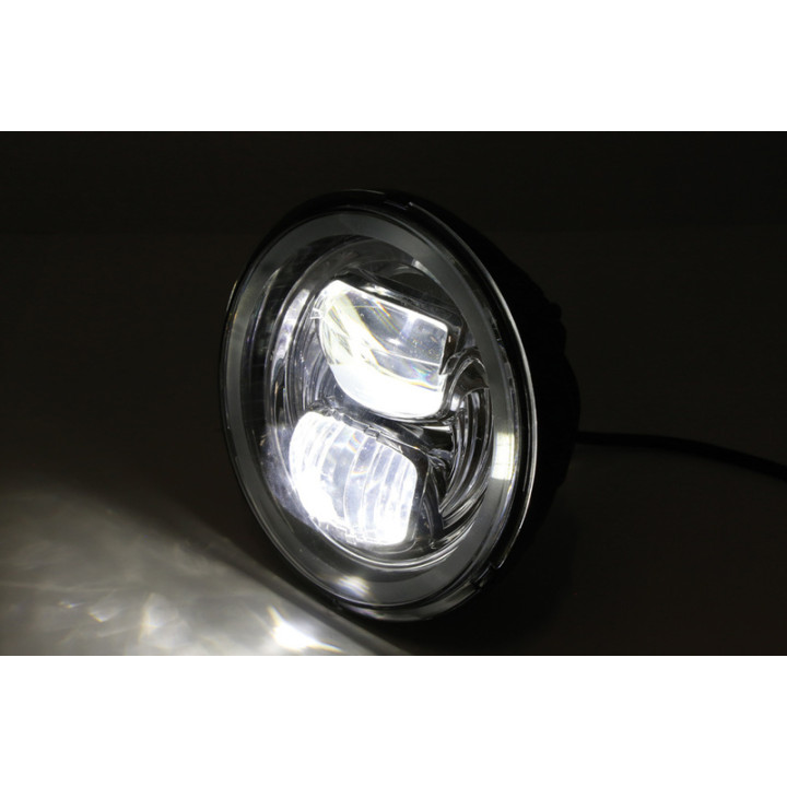 Insert de phare LED Highsider pro Type 7 - 5 3/4 pouces - avec feu de stationnement - rond - homologué E - noir
