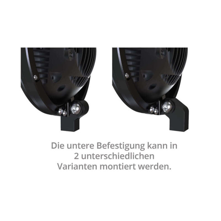 Feu avant LED Highsider pro Frame-R1 Type 11 - 7 pouces - fixation inférieure - homologué E - noir - à l'unité