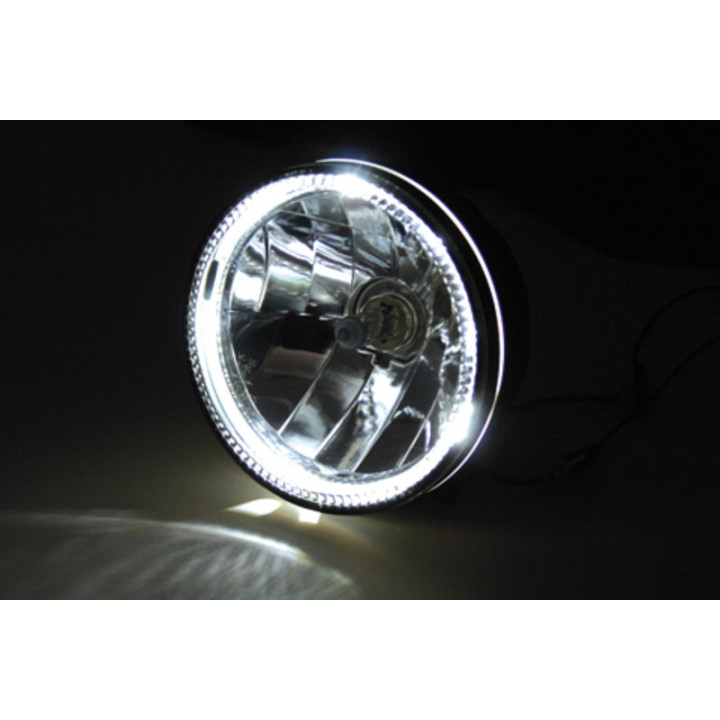 Feu avant H4 Highsider pro Skyline - 5 3/4 pouces - feux de position LED - homologué E - noir - à l'unité