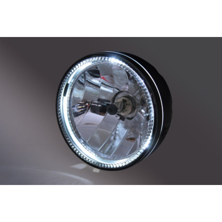 Feu avant H4 Highsider pro Skyline - 5 3/4 pouces - feux de position LED - homologué E - noir - à l'unité