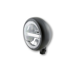 Feu avant LED Highsider pro Pecos Type 6 - 5 3/4 pouces - avec TFL - homologué E - noir Matt - à l'unité