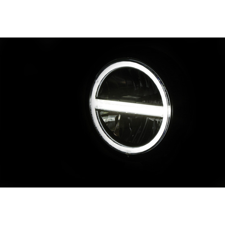 Feu avant LED Highsider pro Pecos Type 6 - 5 3/4 pouces - avec TFL - homologué E - noir Matt - à l'unité