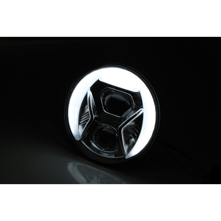 Insert de phare LED Highsider pro Type 8 - 7 pouces - homologué E - chromé - à l'unité