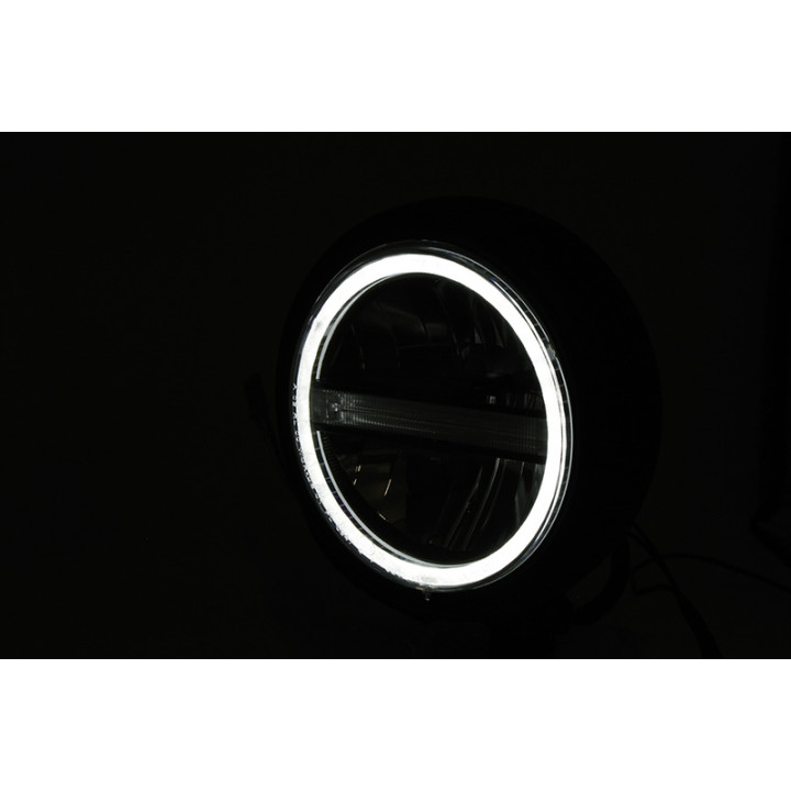 Feu avant LED Highsider pro Pecos Type 6 - 5 3/4 pouces - fixation inférieure - avec TFL - noir