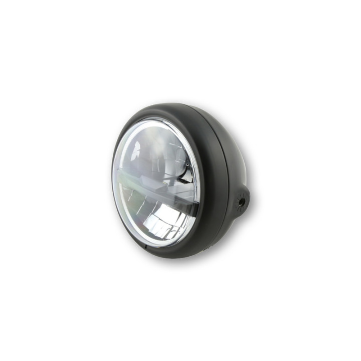 Feu avant LED Highsider pro Pecos Type 5 - 5 3/4 pouces - lentilles noires - fixation latérale - noir