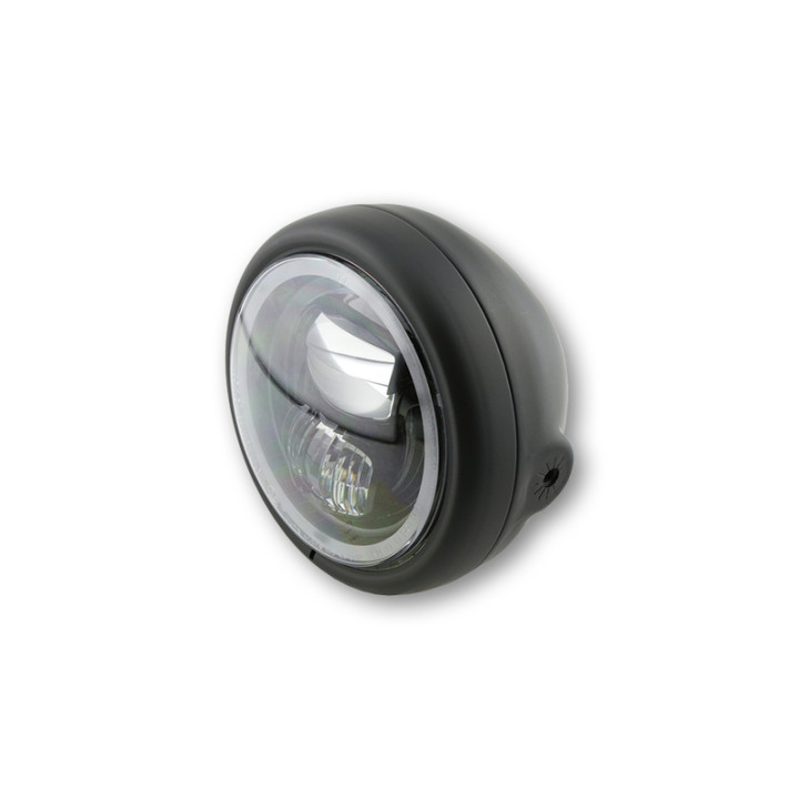 Feu avant LED Highsider pro Pecos Type 7 - 5 3/4 pouces - fixation latérale - avec feu de stationnement Ring - noir