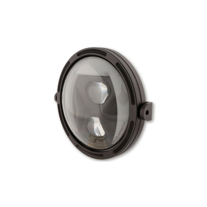 Feu avant LED Highsider pro Frame-R1 Type 8 - 7 pouces - réflecteur fumé - fixation latérale - noir