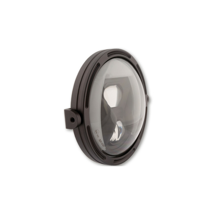 Feu avant LED Highsider pro Frame-R1 Type 8 - 7 pouces - réflecteur fumé - fixation latérale - noir