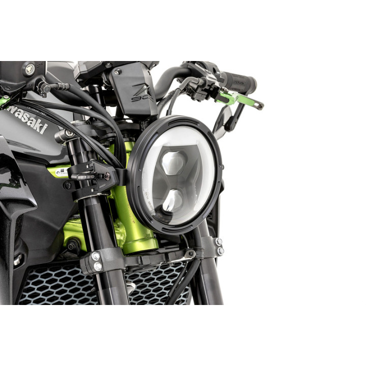 Feu avant LED Highsider pro Frame-R1 Type 8 - 7 pouces - réflecteur fumé - fixation latérale - noir