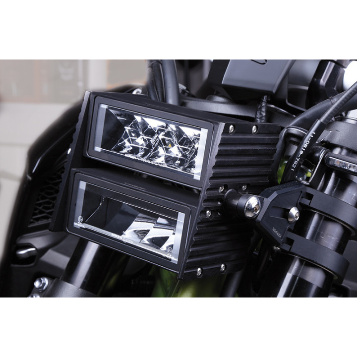 Feu avant LED Highsider pro Ultimate - avec support Wave - homologué E - noir - à l'unité
