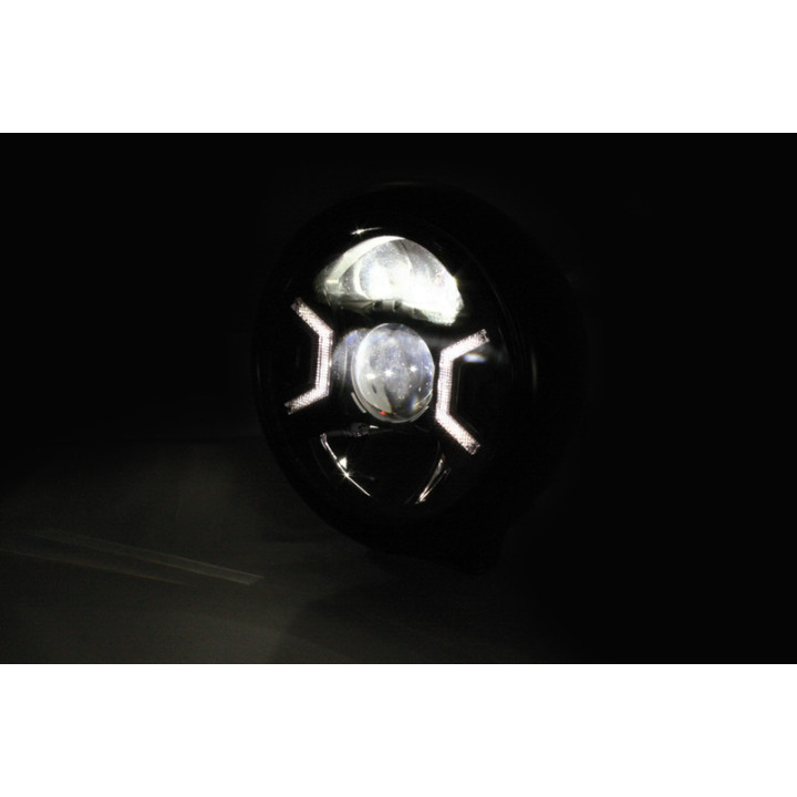 Feu avant LED Highsider pro HD-Style Type 2 - 7 pouces - homologué E - noir - à l'unité