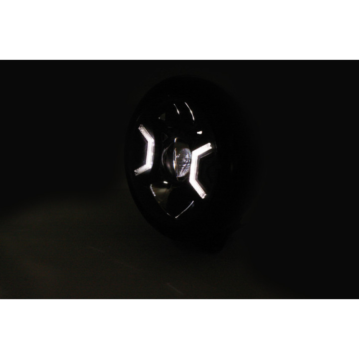 Feu avant LED Highsider pro HD-Style Type 2 - 7 pouces - homologué E - noir - à l'unité