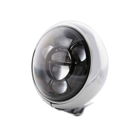 Feu avant LED Highsider pro HD-Style Type 11 - 7 pouces - avec TFL - homologué E - chromé - à l'unité