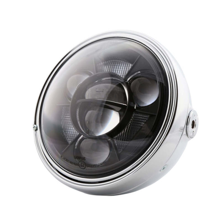Feu avant LED Highsider pro Santa FE Type 11 - 7 pouces - avec TFL - homologué E - chromé - à l'unité