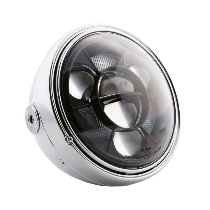 Feu avant LED Highsider pro Santa FE Type 11 - 7 pouces - avec TFL - homologué E - chromé - à l'unité