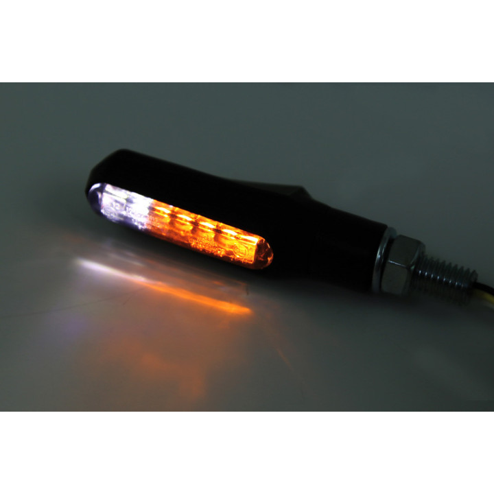 Clignotant/feu de position LED Highsider smart Shorty Fin 2en1 homologué - verre fumé - la paire