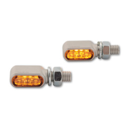 Clignotants LED Highsider pro - Stealth-XS Bronx - argent/fumé - usiné CNC - homologué E - la paire