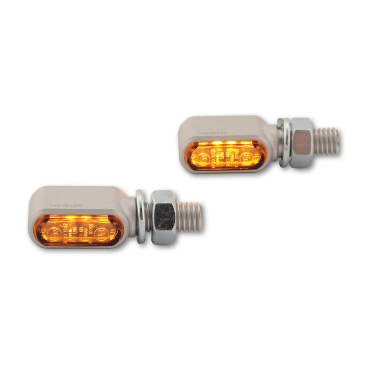Clignotants LED Highsider pro - Stealth-XS Bronx - argent/fumé - usiné CNC - homologué E - la paire