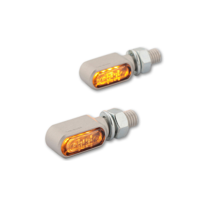 Clignotants LED Highsider pro - Stealth-XS Bronx - argent/fumé - usiné CNC - homologué E - la paire
