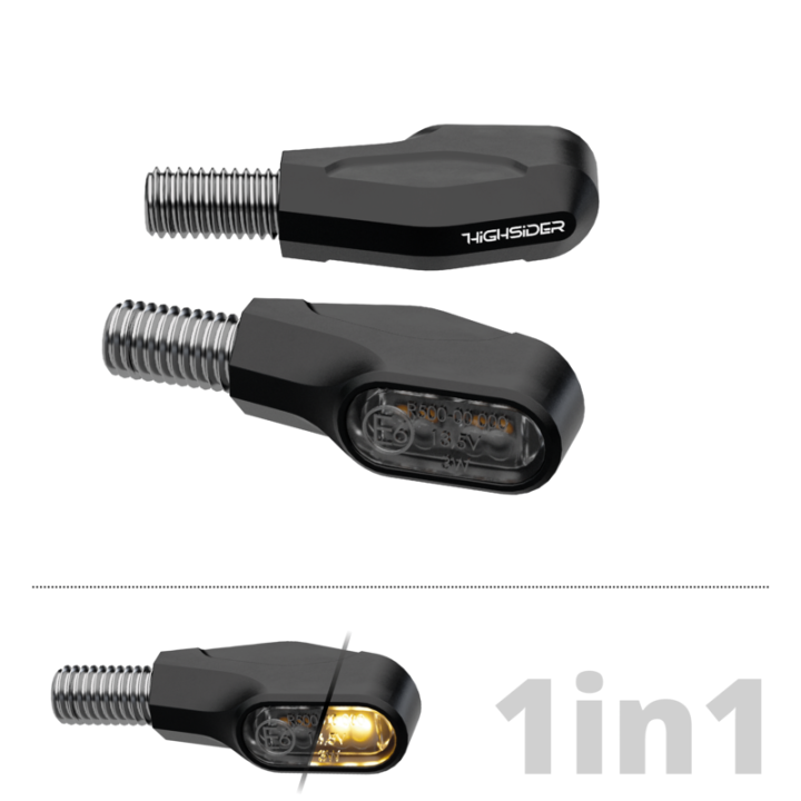 Clignotants LED pour embout de guidon Highsider pro Ventura-X – noir mat – la paire