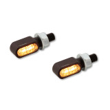 Clignotants/feux de position LED Highsider pro - Little Bronx - noir/fumé - 2en1 - usiné CNC - homologué E - la paire
