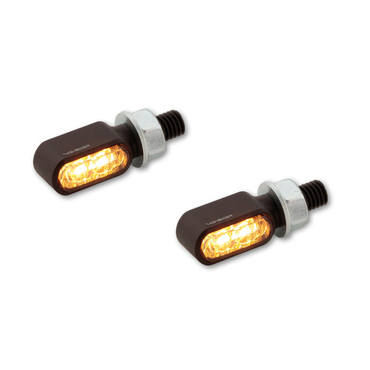 Clignotants/feux de position LED Highsider pro - Little Bronx - noir/fumé - 2en1 - usiné CNC - homologué E - la paire