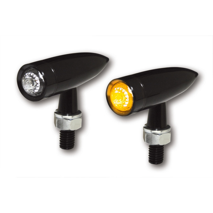 Clignotants LED Highsider pro - Mono Bullet Long - noir/translucide - homologué E - la paire