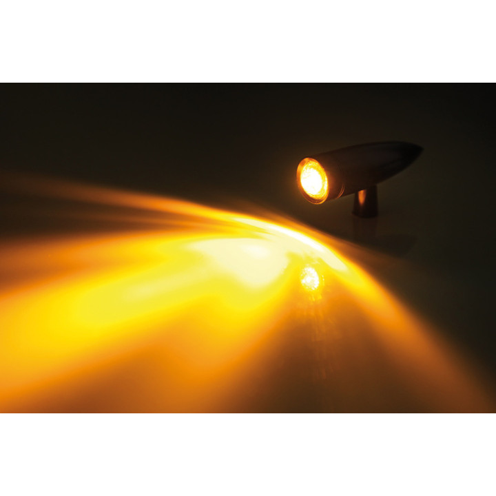 Clignotants LED Highsider pro - Mono Bullet Long - noir/translucide - homologué E - la paire