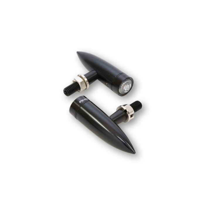 Clignotants LED Highsider pro - Mono Bullet Long - noir/translucide - homologué E - la paire