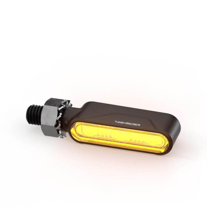 Clignotants LED + feu stop et feu de position Highsider pro Ventura-Trek pour embout de guidon 3en1 – noir mat – la paire