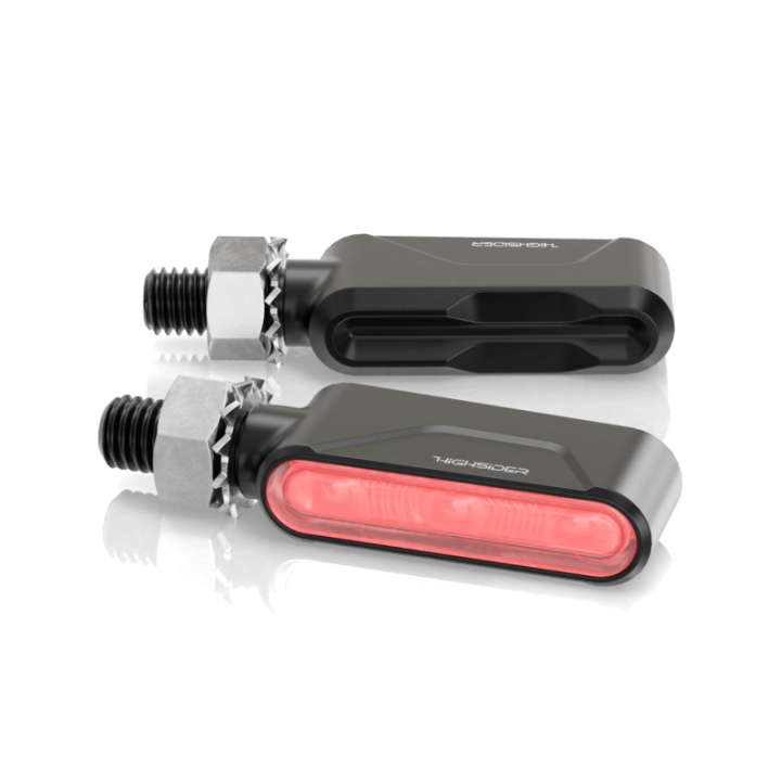 Clignotants LED + feu stop et feu de position Highsider pro Ventura-Trek pour embout de guidon 3en1 – noir mat – la paire