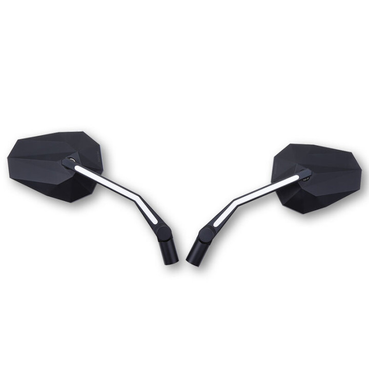 Rétroviseur de guidon Highsider pro Stealth -X3 avec feux de position LED - noir - la paire