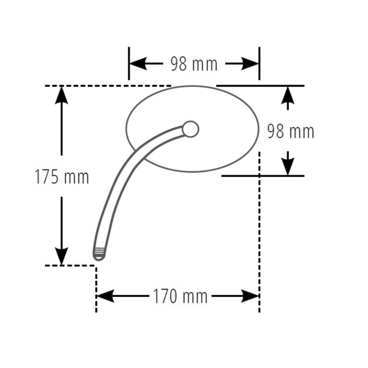 Rétroviseur de guidon Highsider pro Conero long – noir – à l'unité