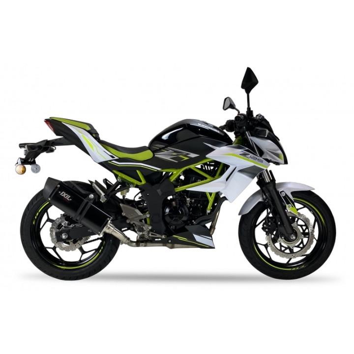 Silencieux IXIL Hexoval Xtrem inox noir / alu noir - Kawasaki Z125/Ninja 125 - OK7037VSEB