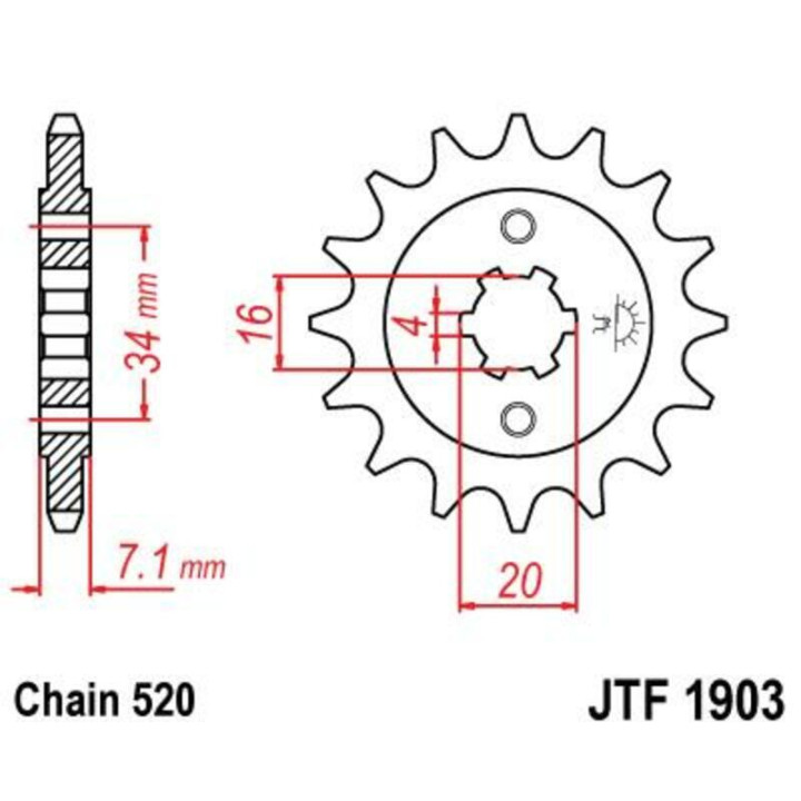 Kit chaîne JT/JT 520HDS 15/45 standard - couronne standard 3070377