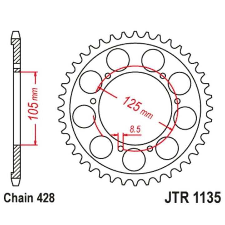 Kit chaîne JT/JT 428HDS 13/62 standard - couronne standard
