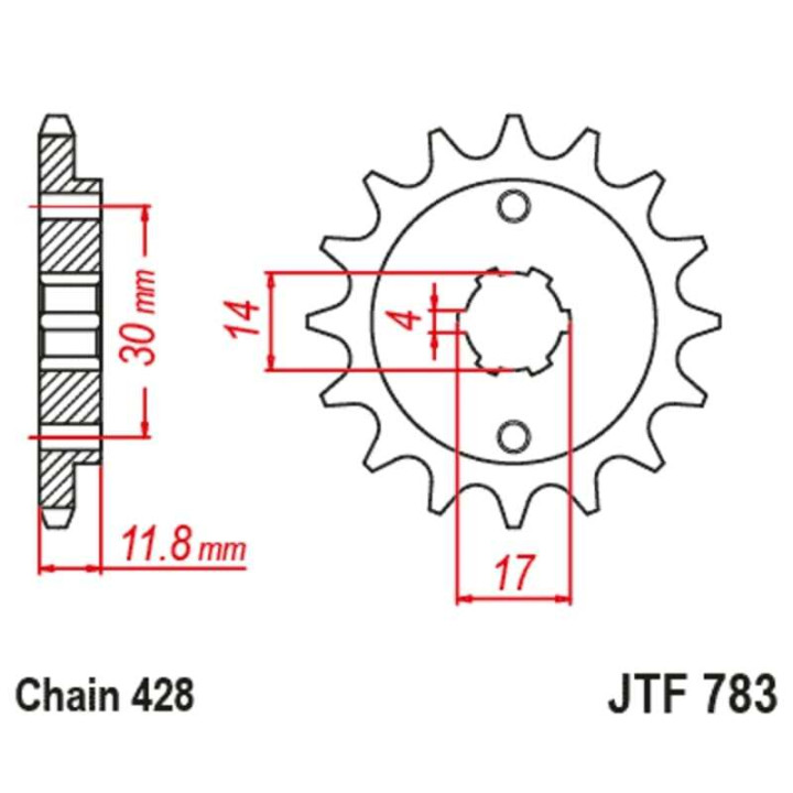 Kit chaîne JT/JT 428HDR 14/37 standard - couronne standard