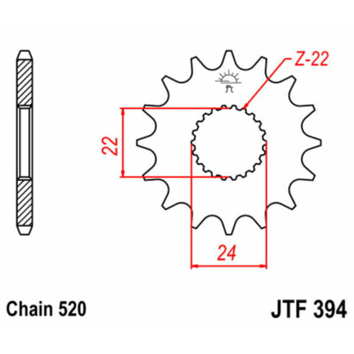 Kit chaîne JT/JT 520HDS 15/45 standard - couronne standard 3070381