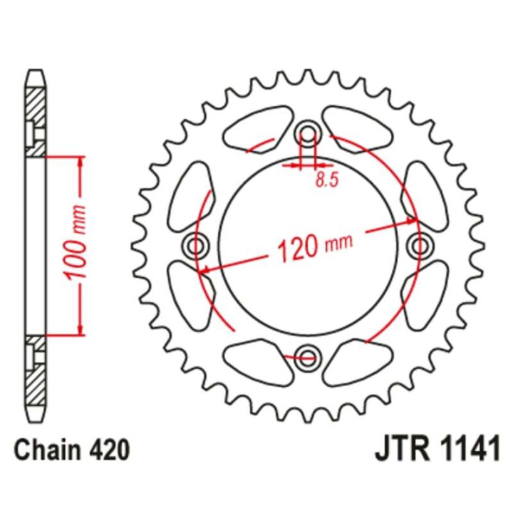 Kit chaîne JT/JT 420HDR 11/50 - couronne standard | Oxmoto
