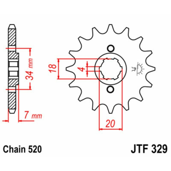 Kit chaîne JT 525X1R3 13/40 renforcée - couronne standard